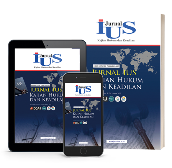 					View Vol. 14 No. 1 (2026): Jurnal IUS Kajian Hukum dan Keadilan (in progress)
				
